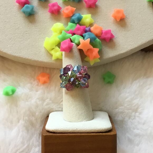 Cluster Multi Vivid Crystals Ring - Picture 2 of 6